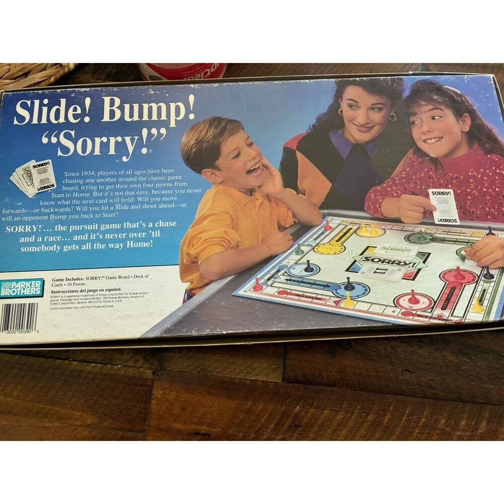 Vintage 1992 Parker Brothers Sorry! Slide Pursuit Board Game Complete USA